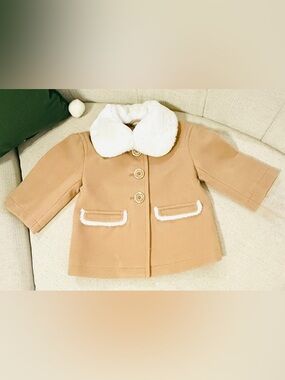 Michael Kors Camel Coat with Trim Toddler Detachable Faux Rabbit Fur Jacket